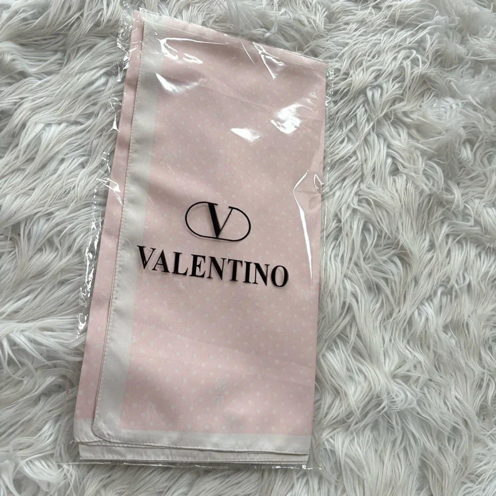 Valentino romantic pink polka dot silky scarf size 35x35‼️LAST ONE LEFT
